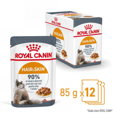 Royal Canin Hair & Skin Care – Hrană Umedă Premium pentru Pisici, în Sos, pentru Piele și Blană Sănătoasă, 85 g